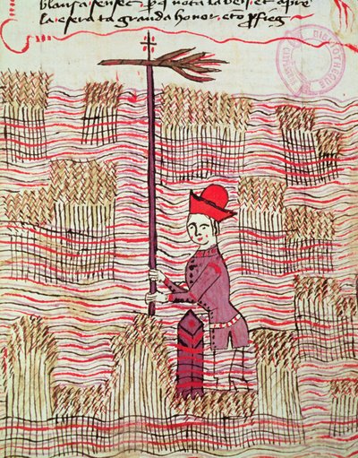 Ms 327 fol.197r Geodeta w polu, z Traite dArpentage Arnauda de Villeneuve (1240-1312) autorstwa Bertrand Boysset