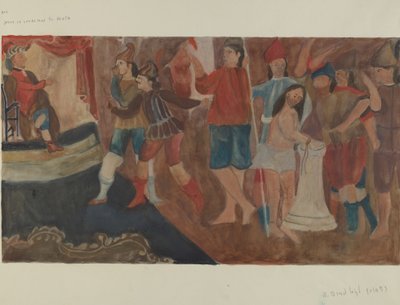 Stacja Drogi Krzyżowej nr 1: Jezus skazany na śmierć, ok. godz. 1936. autorstwa Beulah Bradleigh
