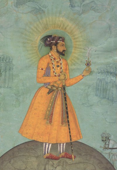 Cesarz Mogołów Shah Jahan stojący na kuli ziemskiej (CBL In 07A.16) autorstwa Bichitr