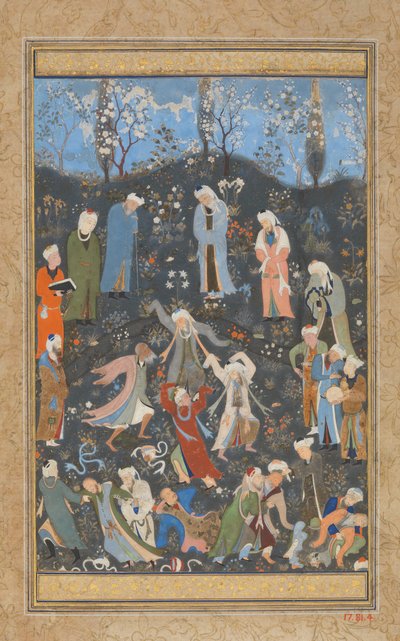 Tańczący derwisze, Folio z Dywan Hafiza, ca. 1480. autorstwa Bihzad