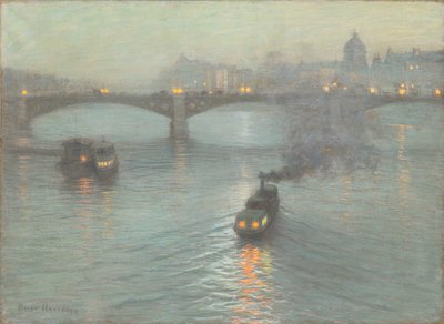 Wieczór nad Sekwaną, ok.1888 (pastel na przygotowanym płótnie) autorstwa Birge Harrison