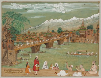 Widok na Srinagar, 1872 autorstwa Bishan Singh