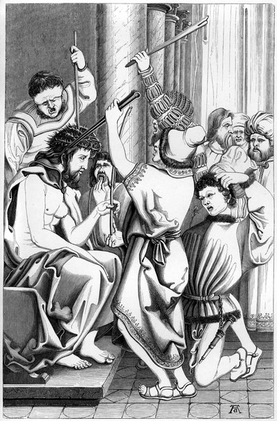 Naśmiewanie się z Chrystusa, XVI wiek 1849. autorstwa Bisson and Cottard
