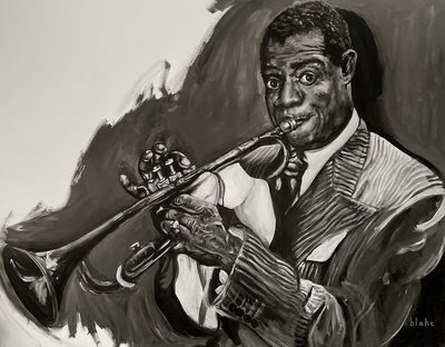 Louis Armstrong, ok. 2021 r. (Akryl na płótnie) autorstwa Blake Munch