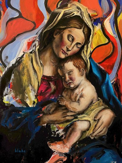 Madonna z Dzieciątkiem, ok. 2020 (akryl na płótnie) autorstwa Blake Munch