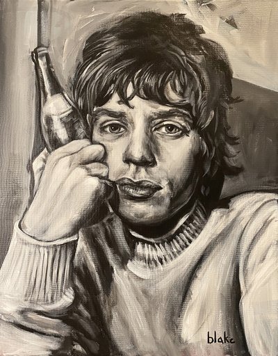 Mick Jagger, ok. 2021 (akryl na płótnie) autorstwa Blake Munch