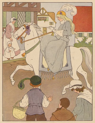 Rymowanka: Ride a Cock-Horse to Banbury Cross (kolorowa litografia) autorstwa Blanche Fisher Wright