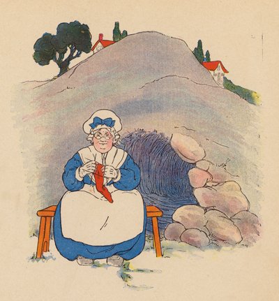 Rymowanka: Stara kobieta pod wzgórzem (kolorowa litografia) autorstwa Blanche Fisher Wright