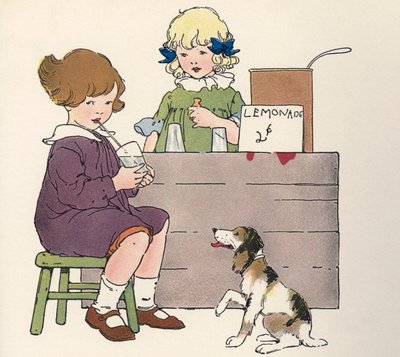 Młode dziewczyny na stoisku z lemoniadą autorstwa Blanche Fisher Wright