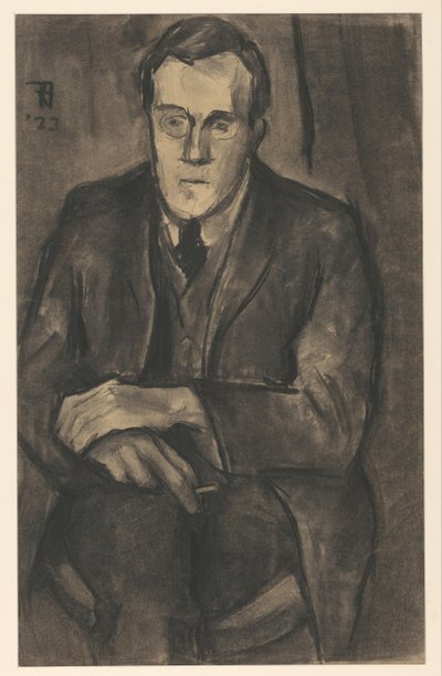 Portret J.W. Siekiera, siedząca z rękami na kolanach autorstwa Bob Hanf (signed by artist)