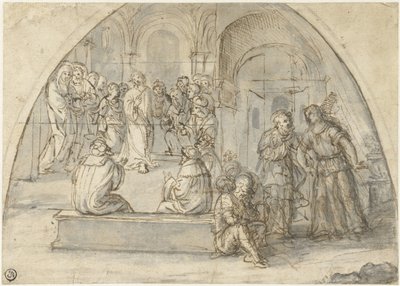 Dwanaście lat Chrystusa w świątyni i wyzwolenie Piotra autorstwa Boccaccio Boccaccino (attributed to)