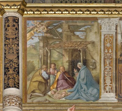 Środkowa Aave, Czwarte Przęsło Północne, Adoracja Pasterzy, Boccaccio Boccaccino 1516-17 autorstwa Boccaccio Boccaccino