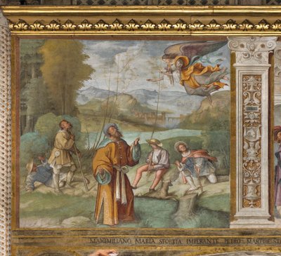 Nawa środkowa, pierwsza północna przęsło, ogłoszenie do Gioacchino, Boccaccio Boccaccino 1514-15 autorstwa Boccaccio Boccaccino