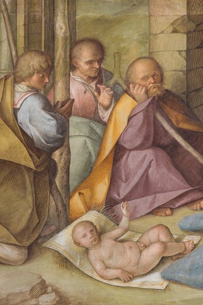 Nawa Środkowa, Czwarte Przęsło Północne, Adoracja Pasterzy, Boccaccio Boccaccino 1516-17, Szczegół autorstwa Boccaccio Boccaccino