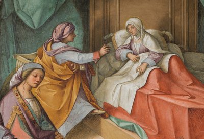 Nawa Centralna, Drugie Przęsło Północne, Narodziny Dziewicy, Boccaccio Boccaccino 1514-15, Detal autorstwa Boccaccio Boccaccino