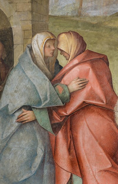 Nawa środkowa, trzecie przęsło północne, Nawiedzenie, Boccaccio Boccaccino 1516-17, detal autorstwa Boccaccio Boccaccino