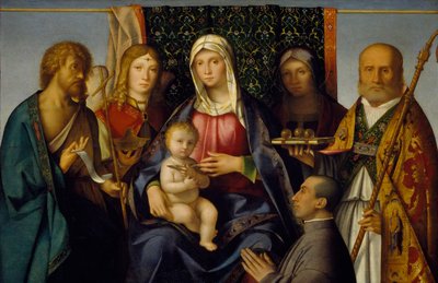 Dziewica z Dzieciątkiem ze świętymi i darczyńcą, 1505-1515 autorstwa Boccaccio Boccaccino