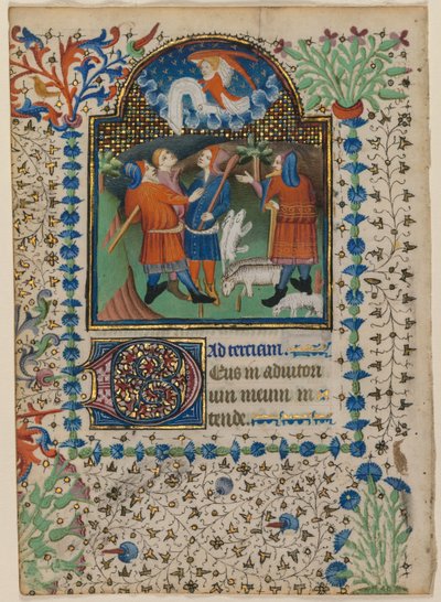 Kartka z Księgi Godzin: Zwiastowanie pasterzom recto, ok. godz. 1410-20. autorstwa Boethius Illuminator