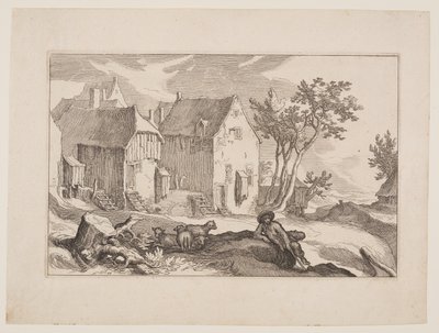 Plate 10, z Landscapes with Farmhouses (Krajobrazy z zagrodami) autorstwa Boetius Adams Bolswert