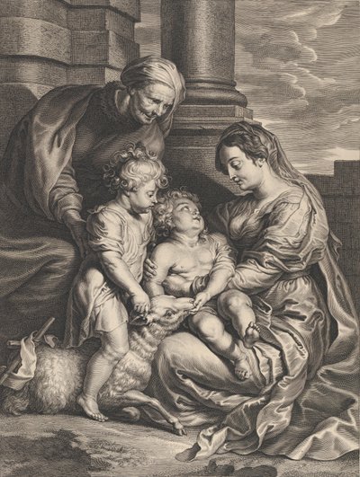 Dziewica i Dzieciątko Jezus ze św. Anną i św. Janem Chrzcicielem, ca. 1640-59.. autorstwa Boetius Adams Bolswert