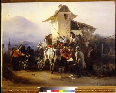 Aresztowanie szpiega. Obraz Gottfrieda (Bogdana Pavlovicha) Willewalde (1818-1903), olej na płótnie autorstwa Bogdan Willewalde