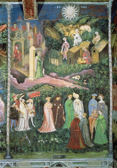 Miesiąc czerwiec, ok. 1400 (fresk) autorstwa Bohemian School