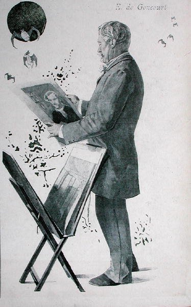 Edmond Huot de Goncourt (1822-96), ilustracja z okładki „La Revue Illustree”. 15 kwietnia 1888 (lito) autorstwa Boileau Boileau