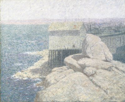 Chińska wioska rybacka, Monterey Bay, Kalifornia (olej na płótnie) autorstwa Bolton Coit Brown