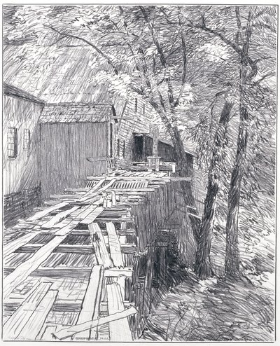 Młyn Shufelta (atrament na papierze) autorstwa Bolton Coit Brown