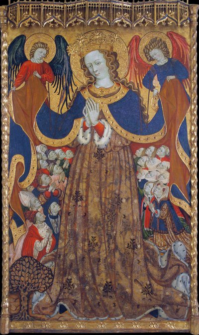 La Vierge de Misericorde - Peinture de Bonanat Zaortiga (actif 15eme siecle), tempera na desce (223x126,8 cm), ok. 1430 - Dziewica Miłosierdzia, Tempera na desce Bonanat Zaortiga, ok. 1430 - Museu Nacional d