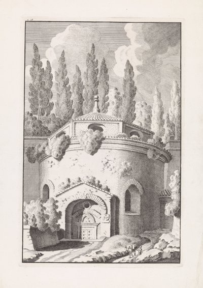 Ruïne van een Romeinse ronde tempel Relikty starożytnego Rzymu (tytuł serii) autorstwa Bonaventura van Overbeek