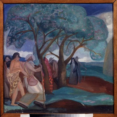 Adoracja Trzech Króli. Praca Borysa Dmitrijewicza Grigoriewa (1886-1939), tempera na tekturze autorstwa Boris Dmitrievich Grigoriev