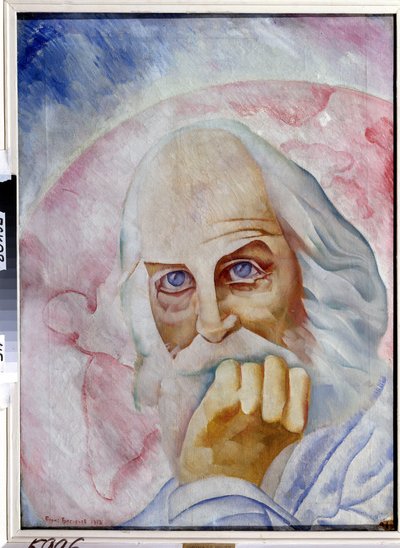 Portret amerykańskiego pisarza Walta Whitmana (1819-1892) (Portret amerykańskiego pisarza W. Whitmana). Obraz Borysa Dmitrijewicza Grigoriewa (1886-1939), olej na płótnie autorstwa Boris Dmitrievich Grigoriev
