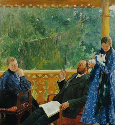 Portret rodzinny (Portret rodziny Polenow) autorstwa Boris Mikhailovich Kustodiev