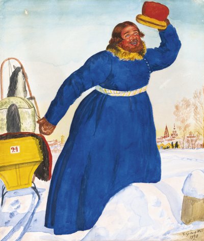 Woźnica, 1920 autorstwa Boris Mikhailovich Kustodiev