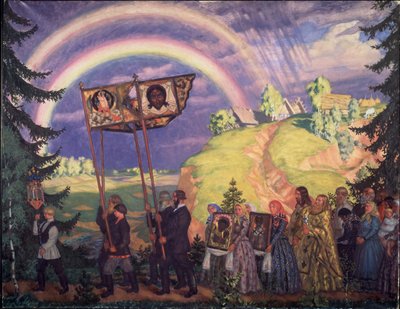Procesja wielkanocna, 1915 autorstwa Boris Mikhailovich Kustodiev