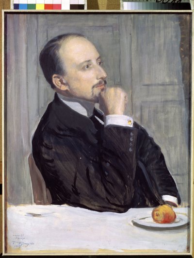 Portret artysty Evgeny Evgenyevich Lanceray (Eugene Lancere) (1875-1946) (Portret artysty E. Lanceray). Praca Borisa Michaylovicha Kustodieva (Kustodiev) (1878-1927), tempera na tekturze autorstwa Boris Mikhailovich Kustodiev