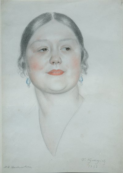 Portret Marii Dymitriewny Szostakowicza, 1923 autorstwa Boris Mikhailovich Kustodiev