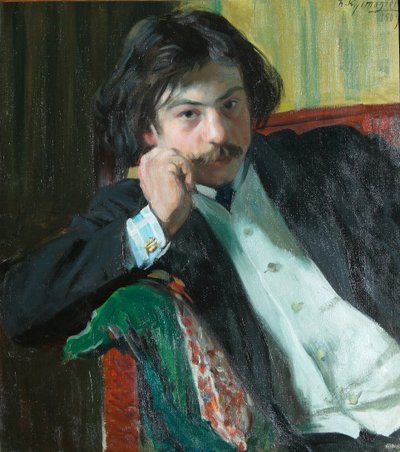 Portret poety Janko Ławrina 1887-1986, 1909 autorstwa Boris Mikhailovich Kustodiev