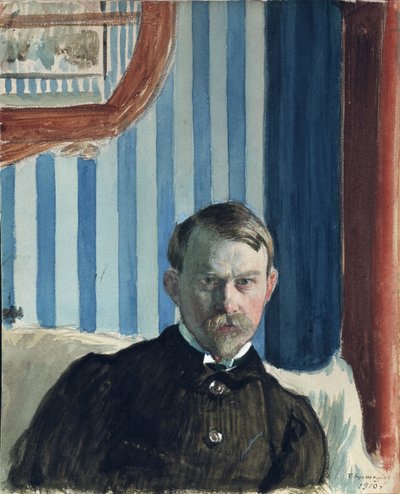 Autoportret, 1910 autorstwa Boris Mikhailovich Kustodiev