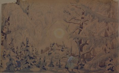 Scenografia do opery Śnieżna Panna N. Rimskiego-Korsakowa, 1910 autorstwa Boris Mikhailovich Kustodiev