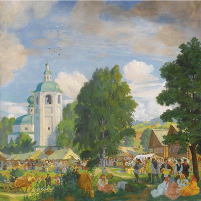 Jarmark Wiejski, 1920 autorstwa Boris Mikhailovich Kustodiev