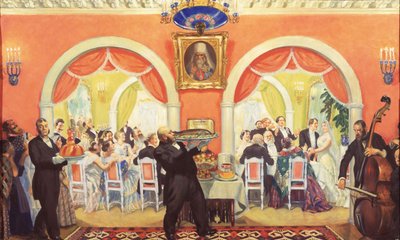 Uczta weselna, 1917 autorstwa Boris Mikhailovich Kustodiev