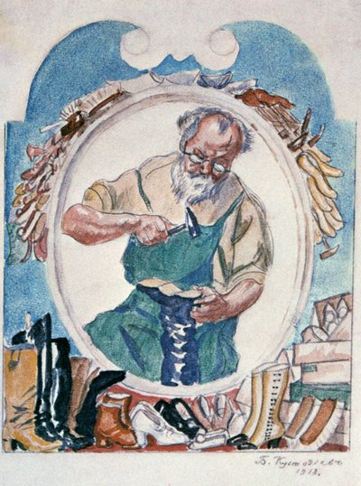 Szewc, 1918. autorstwa Boris Mikhailovich Kustodiev