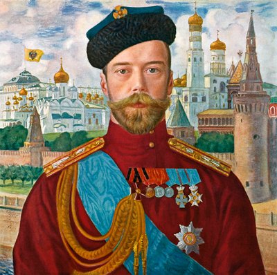 Car Rosji Mikołaj II, 1915. autorstwa Boris Mikhailovich Kustodiev