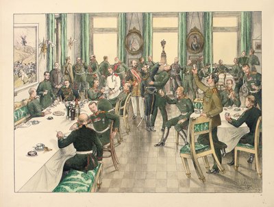 Tradycyjne śniadanie z okazji bitwy pod Telish, w której brał udział Pułk Gwardii Egerskiej 12 października 1877 r. autorstwa Boris V. de Heroys