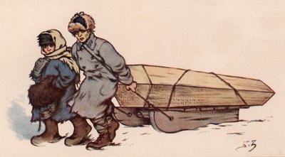 Pogrzeb w Rosji Sowieckiej (kolor lito) autorstwa Boris Vasilievich Zvorykin