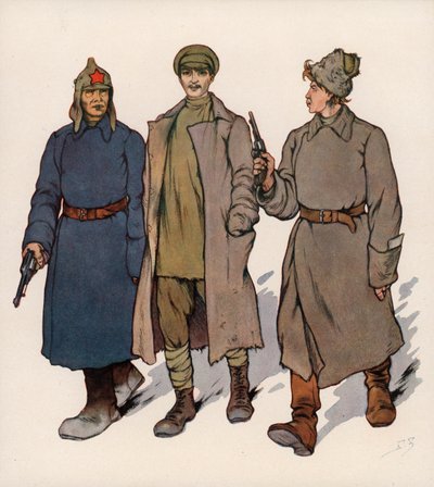 Zatrzymany prowadzony do sowieckiego trybunału rewolucyjnego (kolor lito) autorstwa Boris Vasilievich Zvorykin