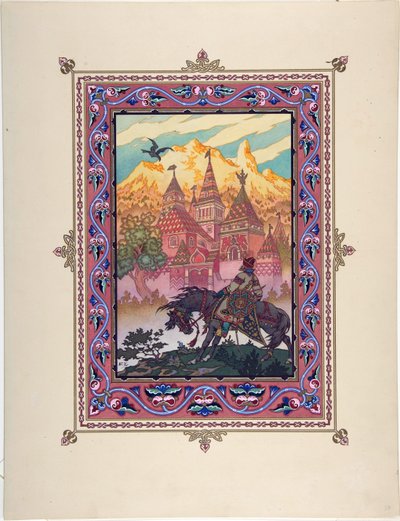 Ilustracja do bajki Marya Morevna (Maria des mers) par Zvorykin, Boris Vasilievich (1872-po 1935), c. 1925 - Litografia kolorowa, 27,3x20,5 - Kolekcja prywatna autorstwa Boris Vasilievich Zvorykin
