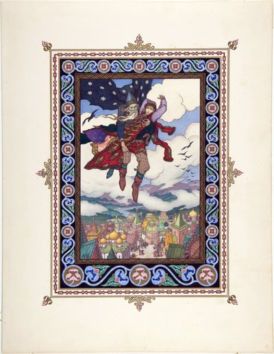 Ilustracja do bajki Marya Morevna (Maria des mers) par Zvorykin, Boris Vasilievich (1872-po 1935), c. 1925 - Litografia kolorowa, 27,3x20,5 - Kolekcja prywatna autorstwa Boris Vasilievich Zvorykin
